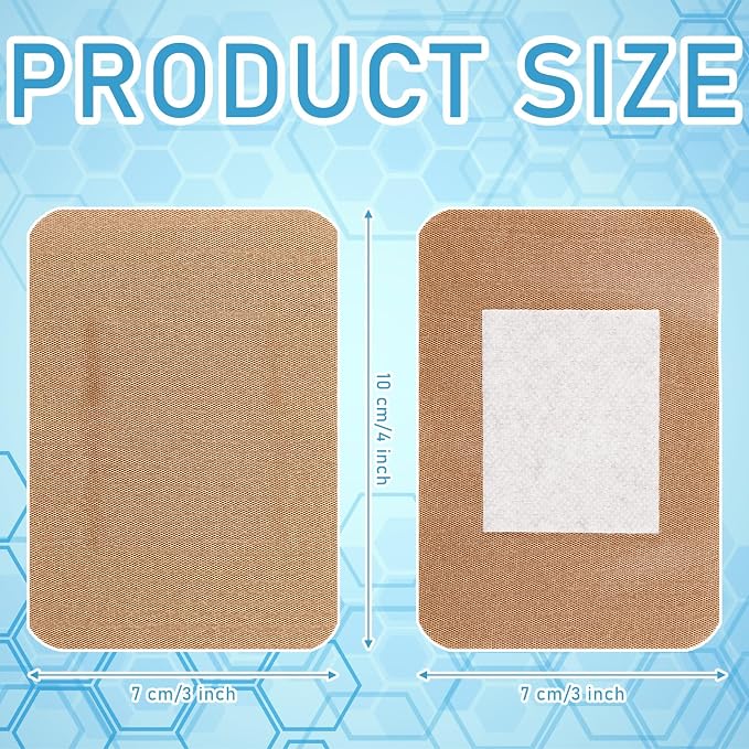 Marsui 200 Pcs Large Bandages 3 x 4 Inch Wound Care Flexible Adhesive Bandages Latex Free Fabric for and Protect Wounds Large Size for First Aid Wound Care Assorted