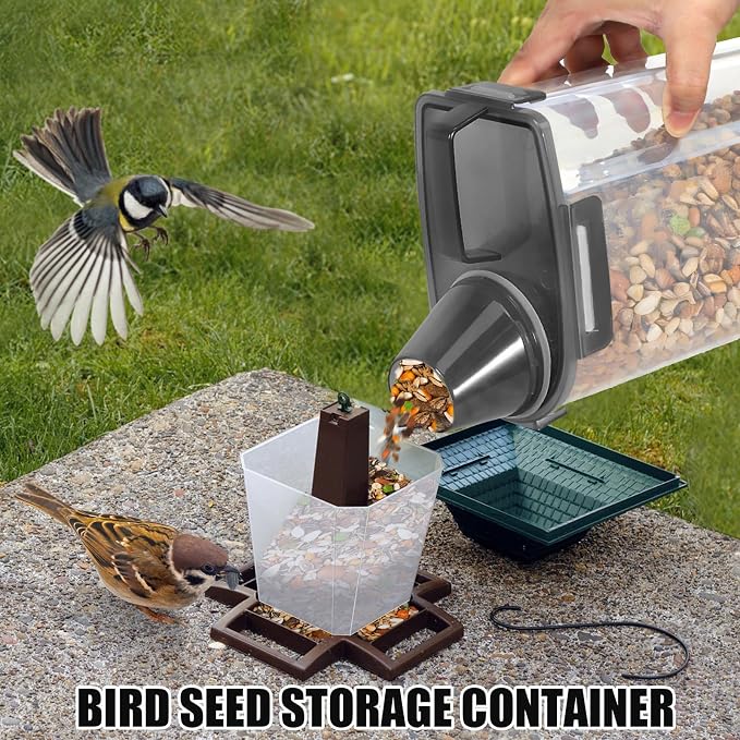 TBMAXS 2 Pack 3 Lbs Dog Cat Food Storage Containers for Travel, Portable Pet Food Storage Container, Easy-Pouring Bird Seed Dispenser, Airtight Rice Cereal Oatmeal Flour Holder -Translucent Grey