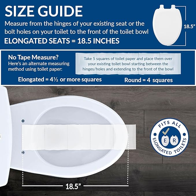 Mayfair Padded Toilet Seat, Cushioned Soft Vinyl over Wood Core Seat, Secure Hinges, Easy Clean, Made in USA, Elongated, Bone