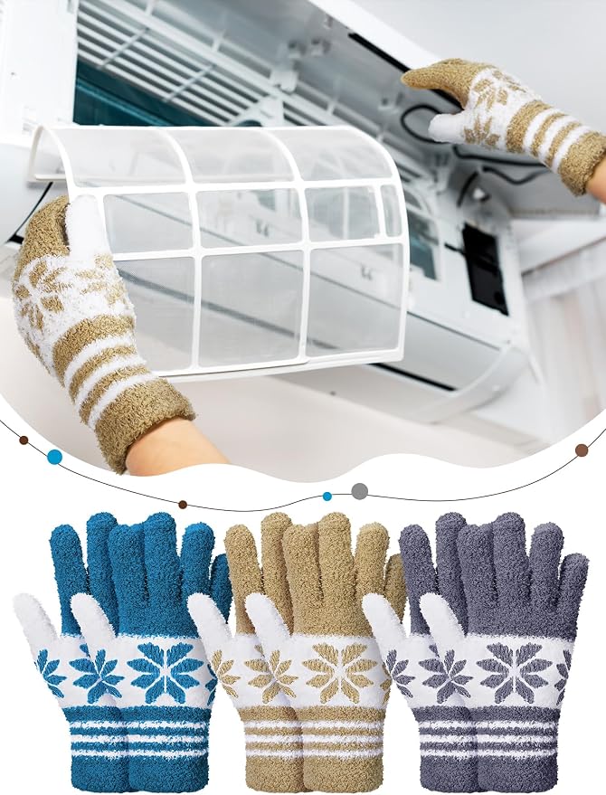 Patelai 3 Pairs Microfiber Plant Dusting Gloves Leaf Cleaning Gloves for Indoor Plants, Blinds, Furniture, House (Gray,Dark Blue,Khaki,White,Small)