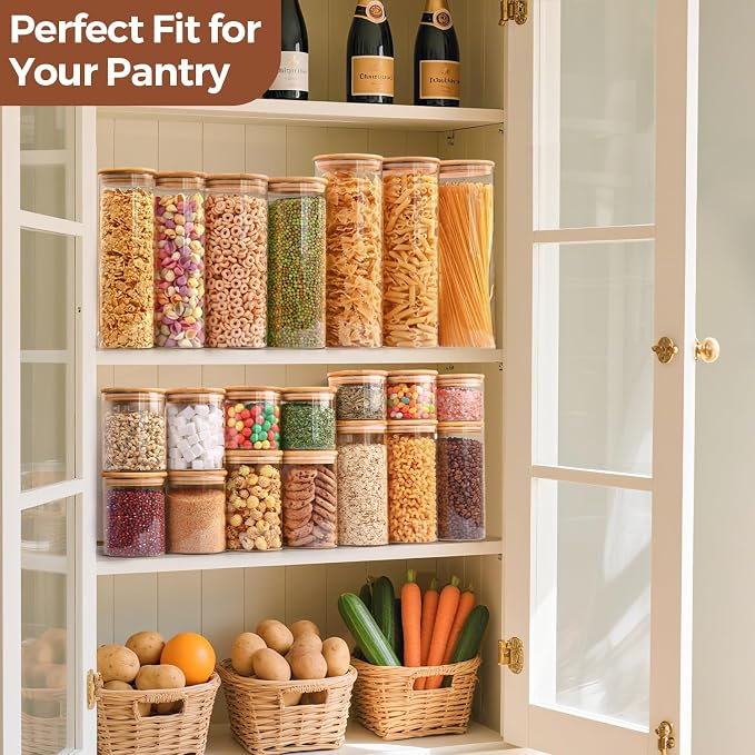 ComSaf Glass Storage Containers With Lids 0.6 Qt, 9 Pack Small Glass Jars | Small Glass Containers, Spice Jar 20oz, Snack Station Organization, Coffee Bar Organization, Size For Subpackage, BPA Free