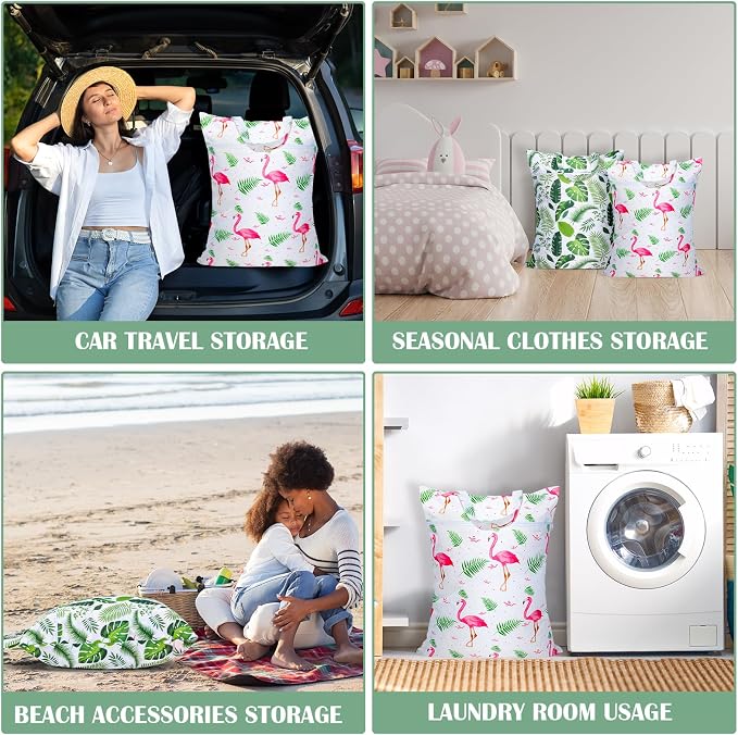 2 Pcs Large Travel Laundry Bags - Waterproof with Handle, Washable Dirty Clothes Bags for Travel, Wet/Dry Bag for Gym, Swimming Pool, College Dorm