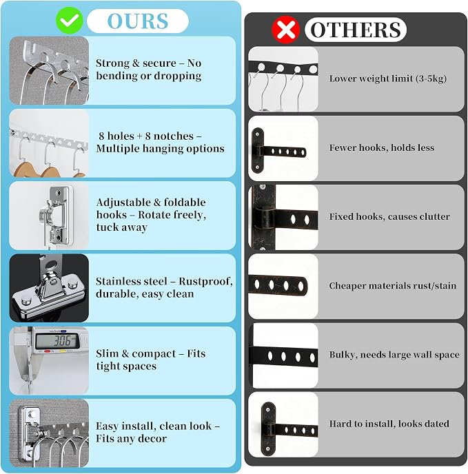 Alise Clothes Drying Racks Wall Mounted Coat Hangers,Polished Chrome,2 Pcs | Folding Hanger Clothes Hook Closet Storage Organizer,Swivel Space Saving Clothes Hanger Rack for Bedroom Bathroom Laundry