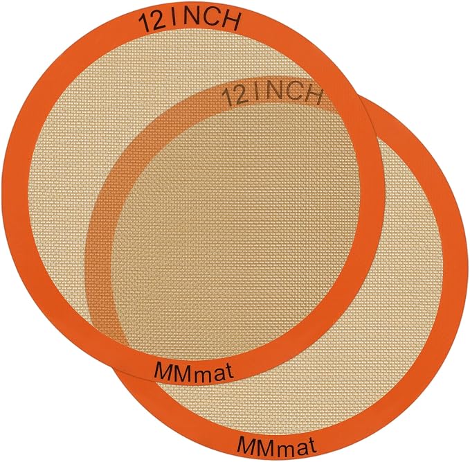 Silicone Baking Mats Set of 2 Round Non-Stick Reusable Air Fryer Linner - Best German Silicone - 12 inch