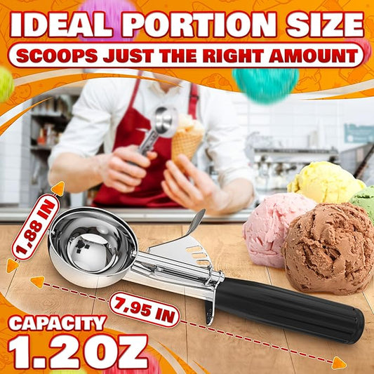 1 Oz Ice Cream Scoop with Trigger #30 - Versatile 1 Oz Scoop for Gelato, Cookie Dough Baking, Sorbet & Meatballs - Rust-Resistant Stainless Steel, Easy to Clean | Great Portion Control for Daily Prep
