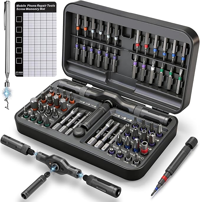 68 IN 1 Magnetic Ratchet Screwdriver Set, T Handle Ratchet Screwdriver Kits with S2 Steel Bits for Home Daily Repair, Precision Electrical Appliance Repair, for Men Husband