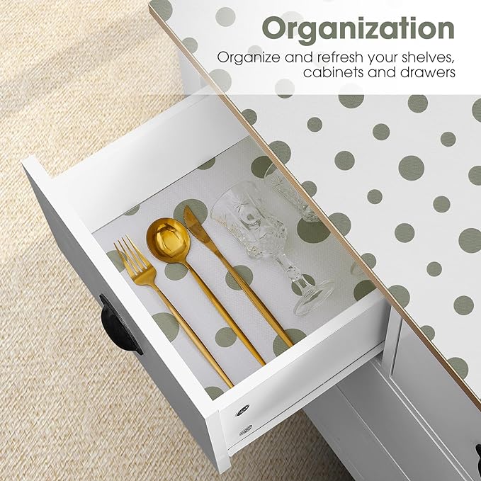 Beautysaid Shelf and Drawer Liner for Kitchen Cabinet Non Adhesive Non Slip | Shelf Paper Waterproof Washable Thickened for Dresser Pantry Shelve Bathroom Protector Liner(Polka Dot,23.6 in x 30 FT)