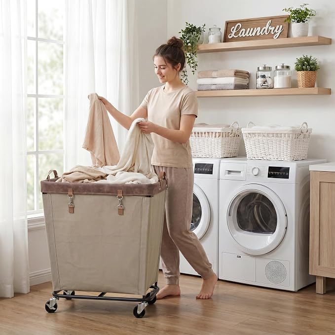 StorageWorks 210L Laundry Basket with Wheels, Rolling Hampers for Clothing