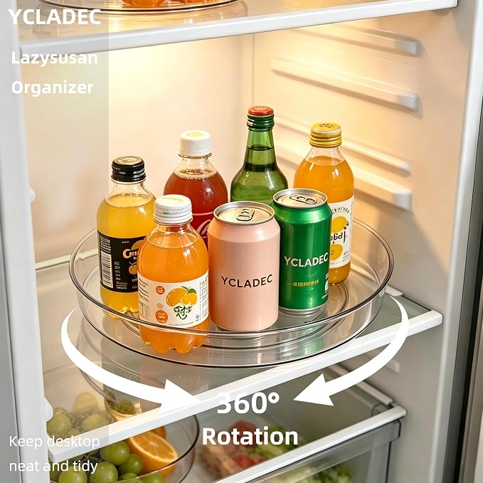 3 Pack Lazy Susan Turntable Organizer Pantry Cabinet 10.6" | Pantry Organization and Storage Spice Rack Fridge Rotating Condiment Tray Spinner for Kitchen Bathroom Makeup Cosmetic Clear