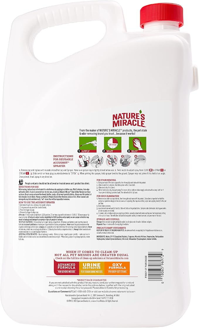 Nature’s Miracle Dog Stain & Odor Remover, Enzymatic Cleaner, 170 oz Refill
