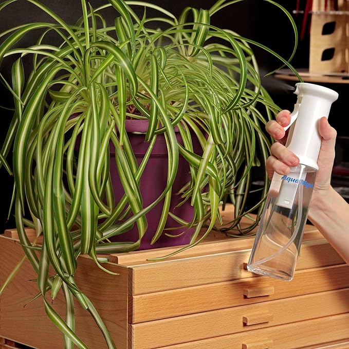 Creative Mark AquaMyst 300 ml Continuous Mist Spray Bottle - Ergonomic Plant Mister - Water Mister Spray Bottle w/Pre-Compression Technology, Drip-Free 0.3 mm Nozzle, Clear 10.14 oz Bottle