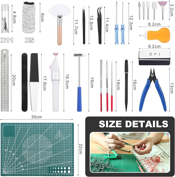 29PCS Gundam Model Tools Kit, Model Basic Tools Kit, Hobby Building Tools Kit for Gundam Basic Model Assembling, Building and Repairing