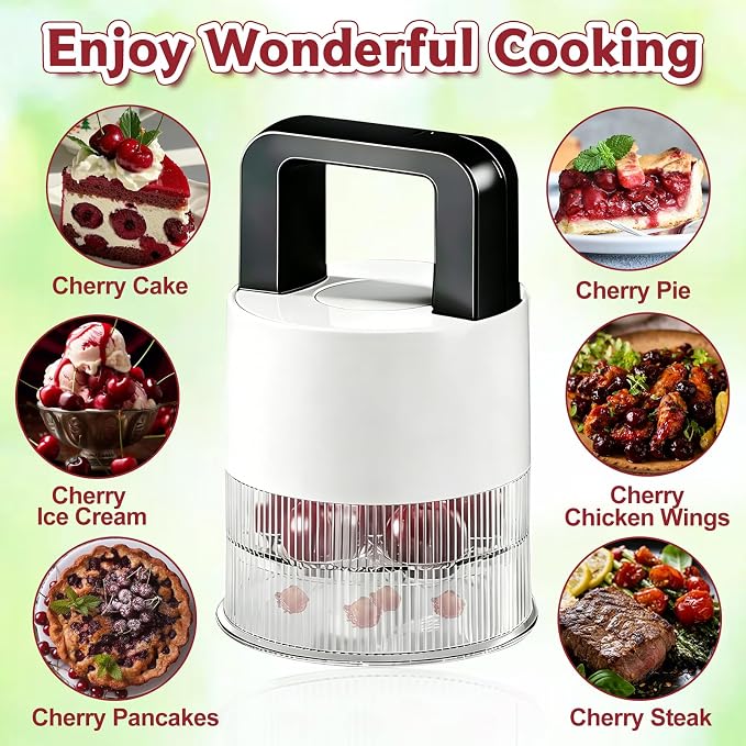 7-in-1 Cherry Pitter Tool,1.5" Extra Large Slots Making Cherry Jam | Food Grade Multi-Fruit Corer with Anti-Splatter Guard, Upgraded Easy Push Seed Remover,Dishwasher Safe