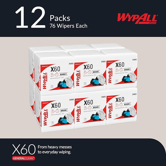 WypAll GeneralClean X60 Multi-Task Cleaning Cloths, 12 x 76 Towels (34865)