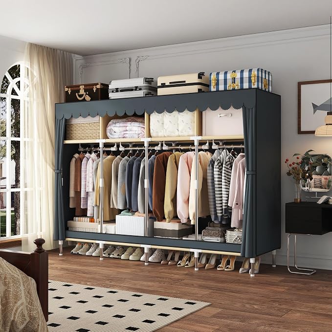 Portable Closet Wardrobe with Drawers for Bedroom，Apartment and Living Room