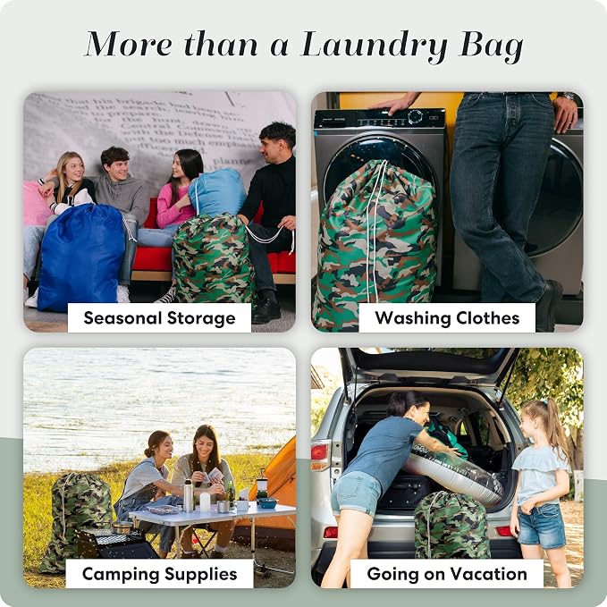 Handy Laundry XL Nylon Laundry Bag 22"x32", Heavy Duty, Camouflage | 22"x32" XL Nylon Laundry Bag, Locking Drawstring, Machine Washable, Heavy Duty, Travel Dorm Hamper Liner, Camouflage