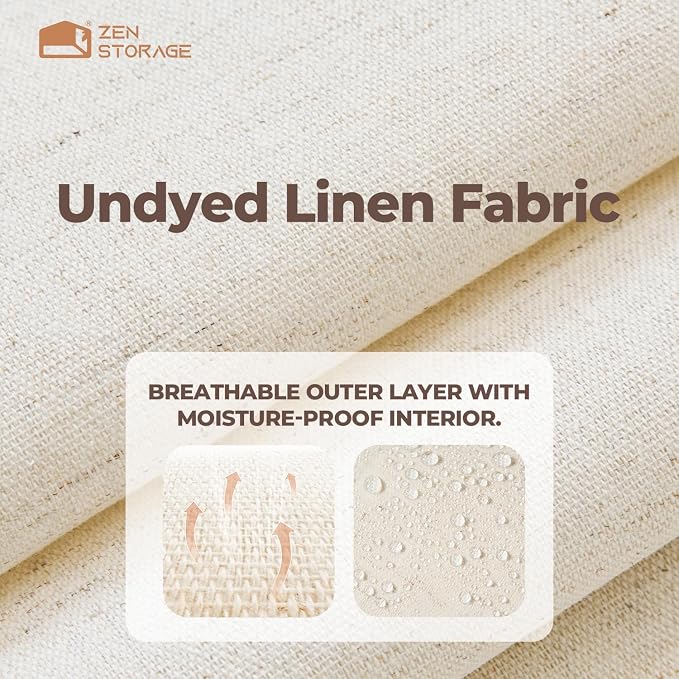 Cotton Linen Drawer Organizer for Baby Clothes, 12Pack Multi-Size Nursery Dresser Dividers for Clothes, Premium Foldable Storage Bins for Bedroom, Closet and Diaper Table, Beige