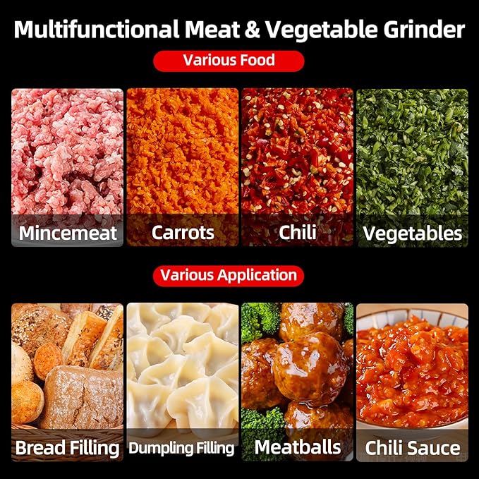 Commercial Food Processor, 250W Heavy Duty Electric Meat Grinders with 1500RPM Blade Speed, 6QT Stainless Steel Food Bowl and 0-15 Mins Timer, CE Certified Vegetable Chopper Food Mixer,110V