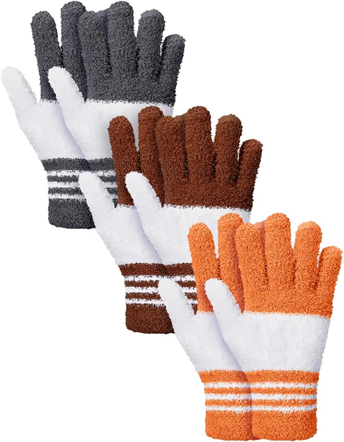 Patelai 3 Pairs Microfiber Plant Dusting Gloves Leaf Cleaning Gloves for Indoor Plants, Blinds, Furniture, House (Red,Green,Yellow,Small)