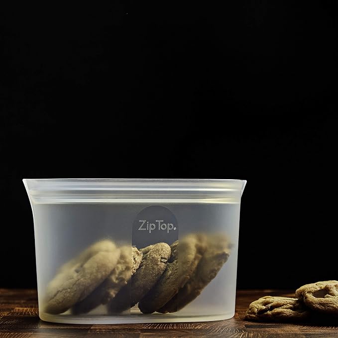 Zip Top Reusable Food Storage Bags | Medium Dish [Gray] | Silicone Meal Prep Container | Microwave, Dishwasher and Freezer Safe | Made in the USA