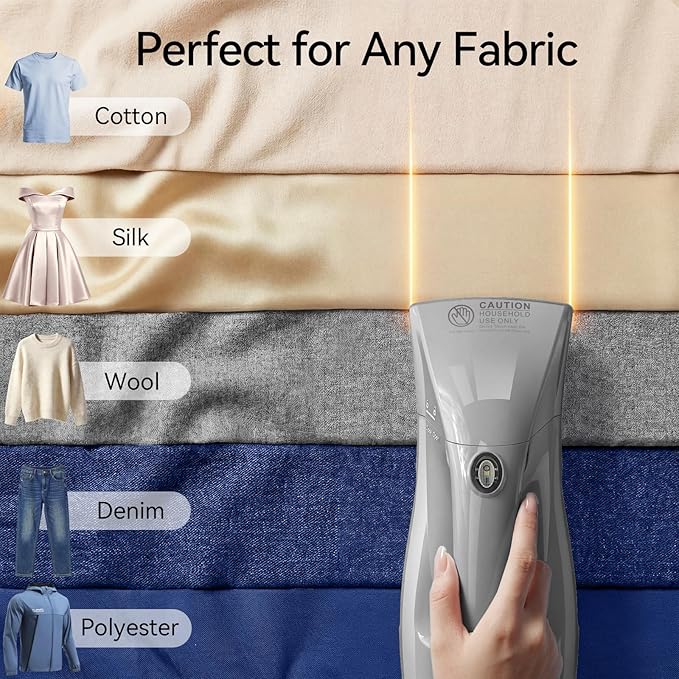 HiLIFE Steamer for Clothes, Portable Handheld Garment Wrinkle Remover, 240ml Big Capacity, 700W, Strong Penetrating Steam, for Home, Office and Travel, ONLY FOR 120V, Silver Gray