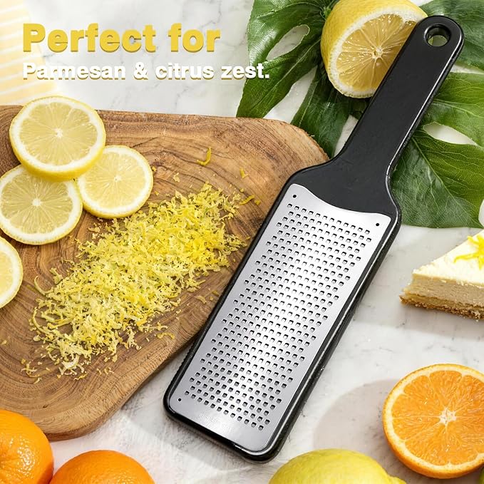 LHS Citrus Lemon Zester Cheese Grater - Stainless Steel Kitchen Tool for Parmesan Cheese, Ginger, Garlic, Nutmeg, Chocolate, Fruits, Dishwasher Safe