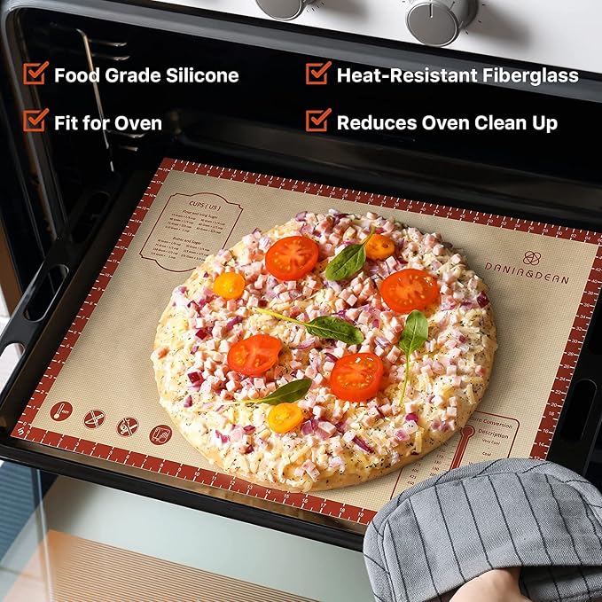 2 Pack Non Stick 26''x16'' Extra Large Thick Silicone Pastry Mat and 11''x16'' Cooking Mats, Double Measures Scale for Non-slip Silicone Baking Sheet,Counter Mat, Dough Rolling, Reusable Bakeware Mats