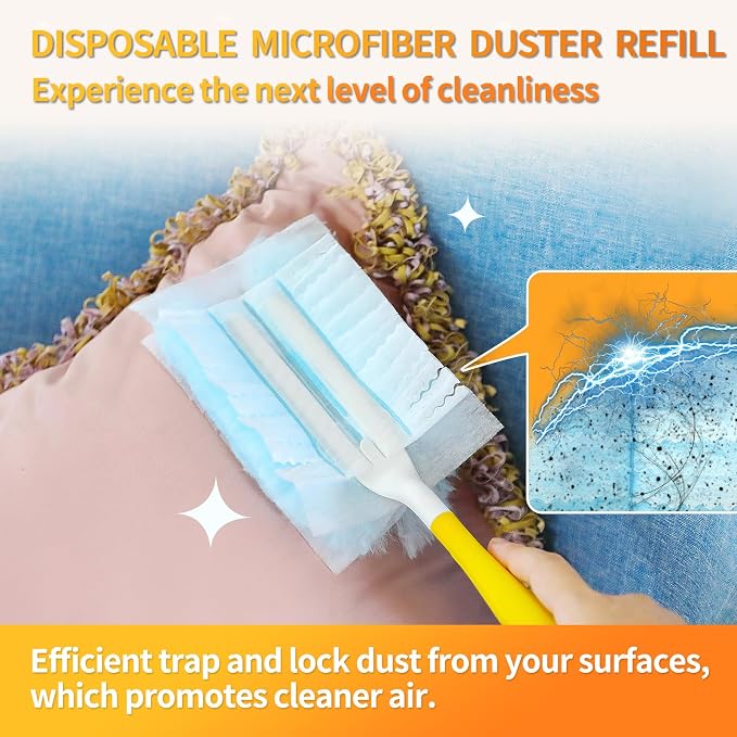 30 Count Electrostatic Duster Refills Compatible with Swiffer Duster, Multi-Surface Dusting Refills, Microfibre Dusters for Cleaning, Unscented
