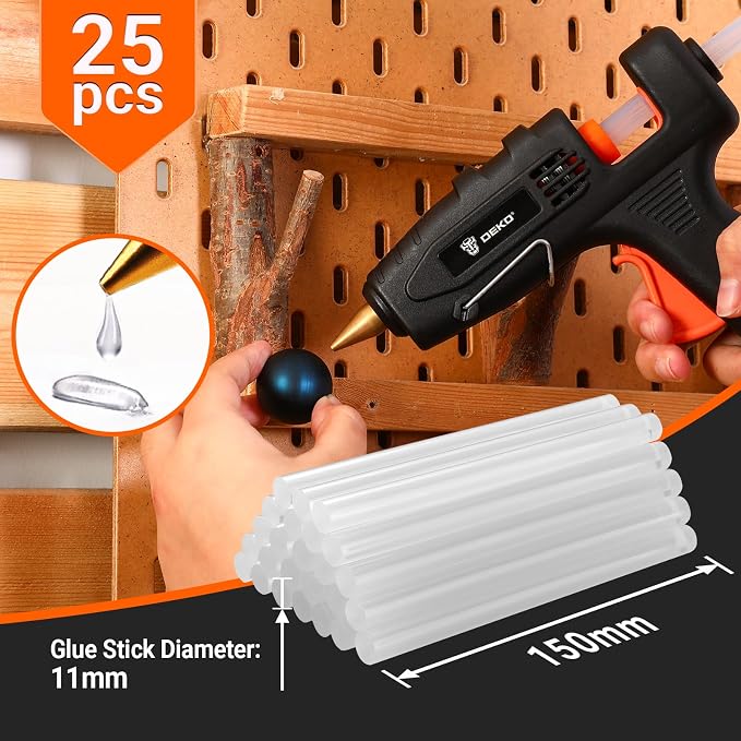 Hot Glue Gun Full Size: DEKOPRO 60/100Watt Dual Temp Hot Glue Gun Kit with 25 Glue Sticks, Organize Storage Case, Heavy Duty Heat Glue Gun Tool Set for Home Repair, Art & Crafts, DIY Black Orange