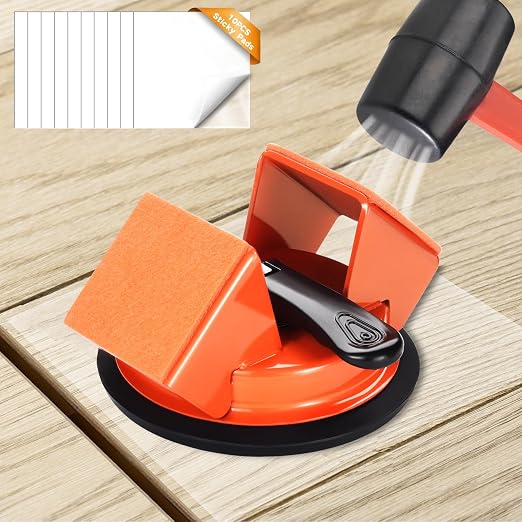 REXBETI Floor Gap Fixer Tool, Plank Gap Repair Kit, Heavy Duty Suction Cup | Double 45° Widened Striking, 10Pcs Sticky Pads, Laminate Flooring Tool, Fixer Laminate/Vinyl Flooring/Hardwood/LVP