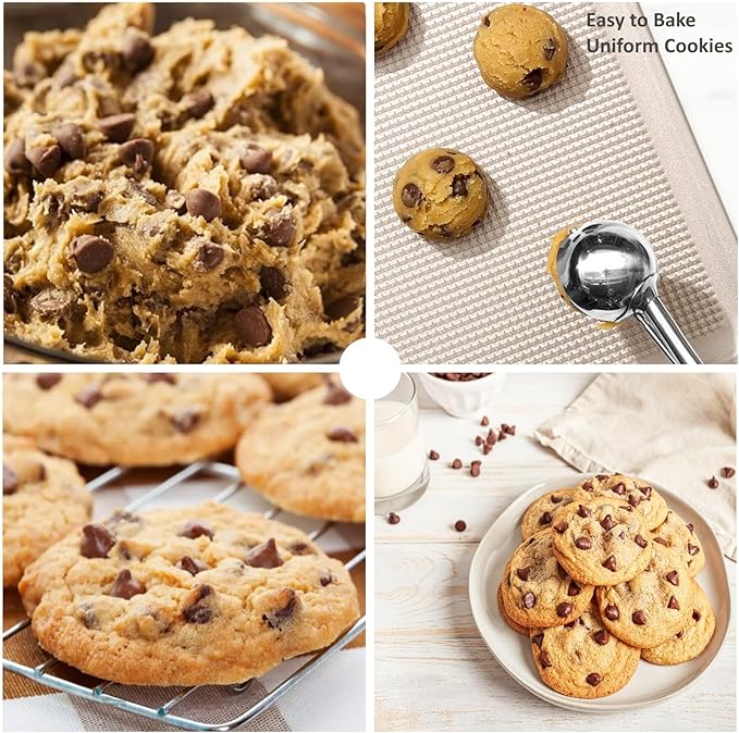 Cookie Scoop, Extra Small Cookie Scoop for Baking, 1 tsp / 5 ml Cookie Scooper, 18/8 Stainless Steel Cookie Scooper for Baking, Cookie Dough Scoop with Non-slip Grip(Red)