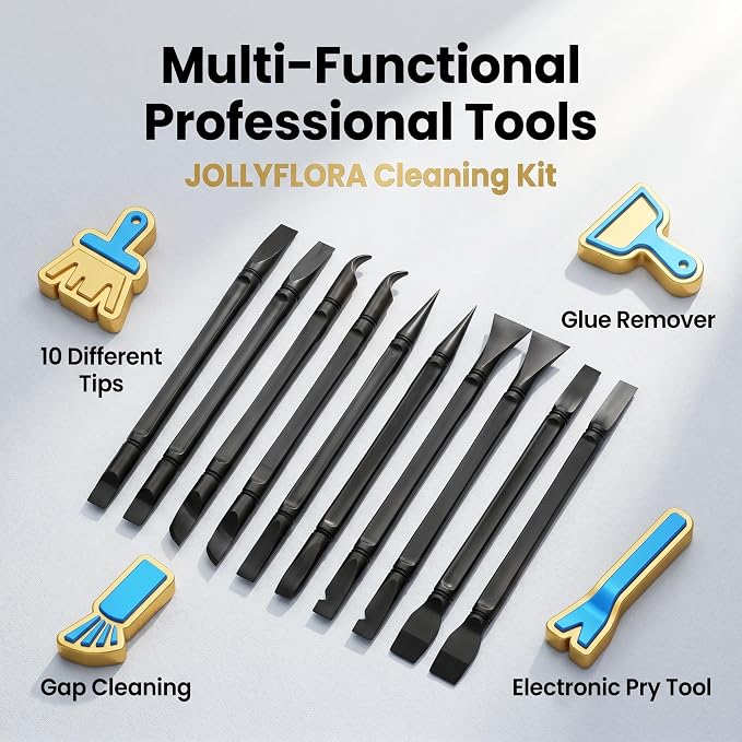 10Pcs Plastic Scraper Tools with Storage Case, Car Detailing Tools Kit, Multi-Purpose Cleaning Sticks for Tight Gaps, Removing Stickers, Labels, Grease & Dirt, Green