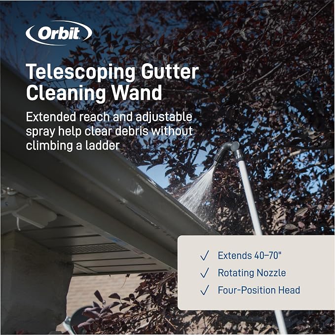 Orbit 58543 Telescoping Gutter Cleaning Wand, Silver