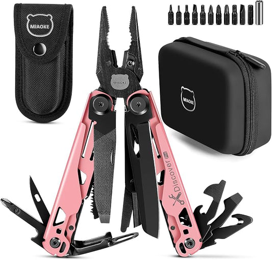 23 in 1 Multitool with Premium Gift Box, Cool Gadgets for Men (Coral Pink) | Include Screwdrivers Saw Screwdrivers Bottle Opener Pliers Camping Knife, Best Gift for Boyfriend Son Dad Him Husband