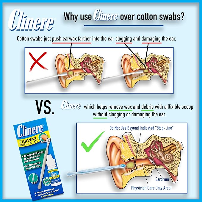 Clinere® Ear Cleaners, Gentle Ear Cleaning and Ear Wax Removal Tool, Itch Relief, Exfoliates, 10 Count