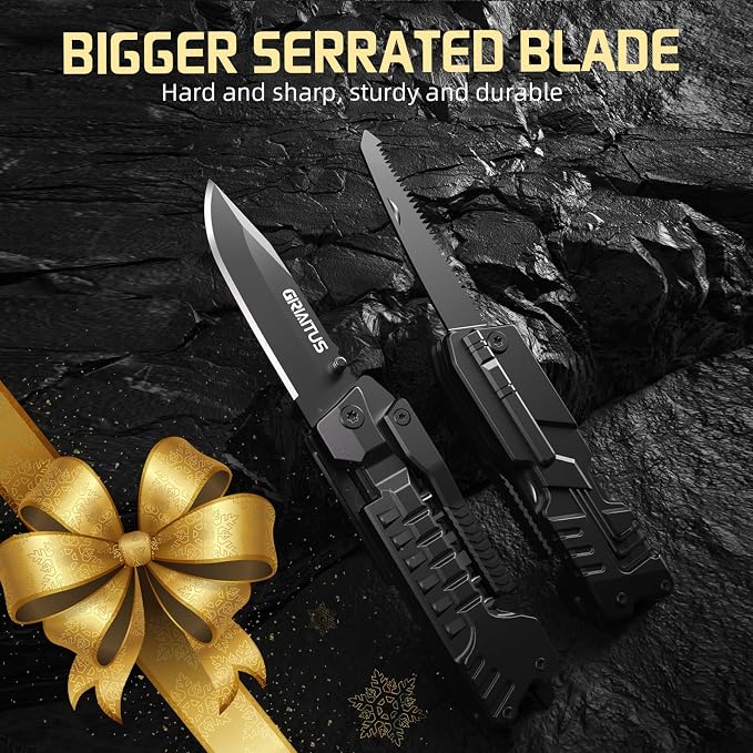 17-in-1 Multitool Knife, Multi-Tool Gift for Men, Camping EDC Pocket Knife | Stocking Stuffers Gifts for Men Dad from Daughter Son, Unique Practical Birthday Gifts for Husband Boyfriend Father Outdoor