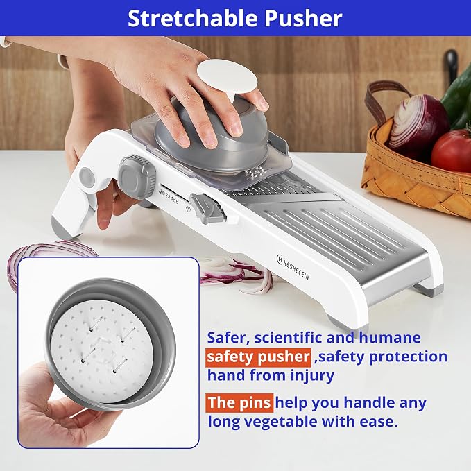 24-In-1 Mandoline Slicer with Waffle Fry Cutter Blade, Adjustable Mandoline Slicer for Kitchen, Safe Mandoline Food Slicer, Mandolin, Food Chopper- Potato, Tomato, Carrot and Onion Cutter