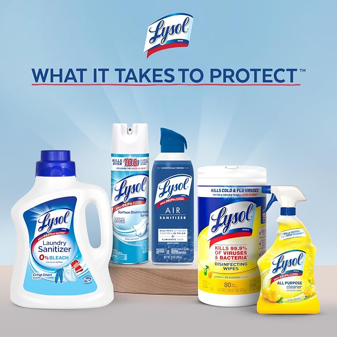 LYSOL Disinfecting Wipes, Cleaner, Lemon + Mango + Linen, 80 ct. (4 Pack)