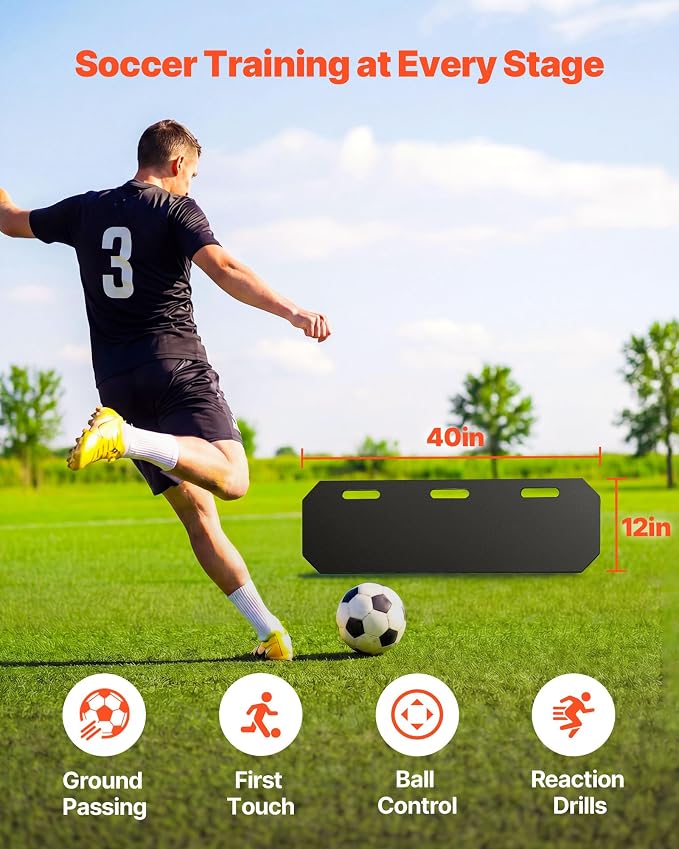 VEVOR Soccer Rebounder Board, Mult-Adjustable Angles Portable Soccer Rebound Wall, Foldable Kickback Board, Soccer Practice Equipment, Ideal for Kids & Adults Passing & Shooting Drills