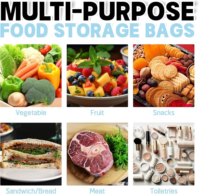 28 Pack Reusable Food Storage Bags,Leakproof Freezer Bags BPA Free Stand Up Sandwich Bags for Lunch Salad Fruit Travel,Dishwasher Safe(8 Gallon,10 Sandwich,10 Snack)