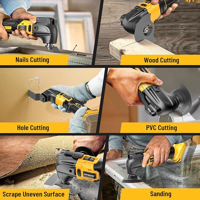 Cordless Oscillating Multi Tool 20V Brushless,Compatible with Dewalt Battery(Tool Only),6 Variable Speed 21000 OPM,Quick Blade Change,Oscillating Power Tools for Wood, Metal, Drywall Cutting