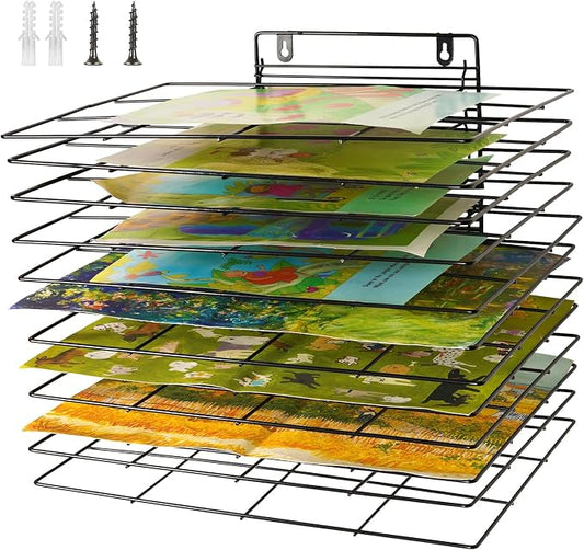 12 Shelves Art Drying Rack for Classroom, Paint Drying Rack, Black | Drying Rack Classroom, Wall Art Storage Rack, Removable Shelves for Classrooms and Art Studios