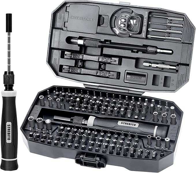 STREBITO 153 in 1 Precision Screwdriver Set, Mini Screwdriver Set with Case | 140 Magnetic Precision Bits, Practical Accessories, Electronics Tool Kit for Computer, Laptop, Phone, PC, Game Controller, RC
