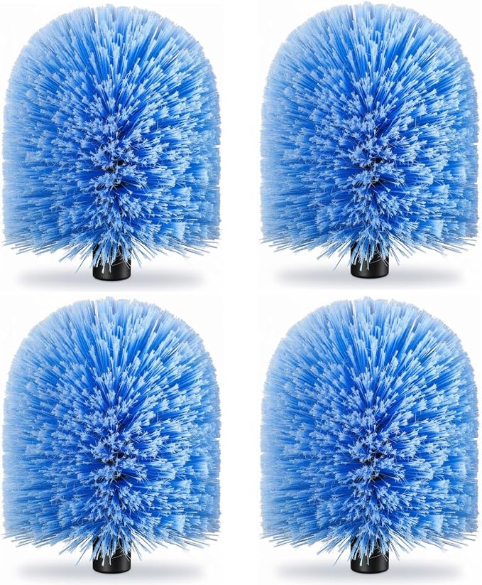 4 Pack Screw on Webster Cobweb Duster Head for Pole,Spider Web Remover Brush, Cobweb Duster Head Attachment,Fits Standard 3/4 inch Threaded Poles(Big, Blue)