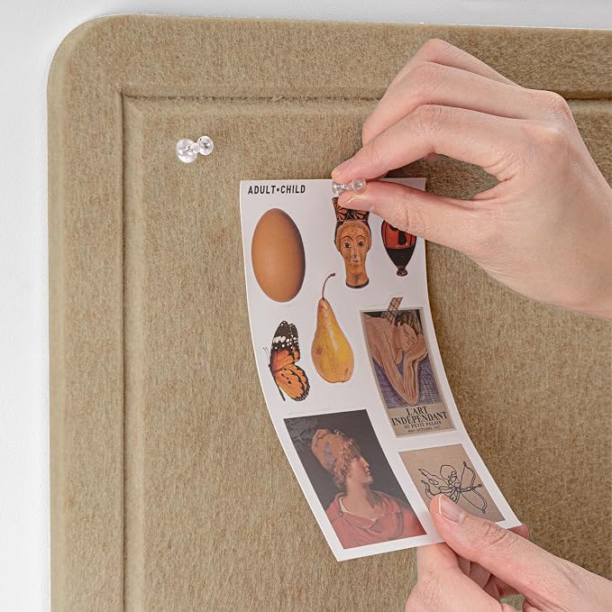 Felt Bulletin Board 24x18 inches, Decorative Pin Board for Home & Office | Cork Board Alternative for Wall with Push Pins, Display Mood Board for Photos, Notes & Reminders