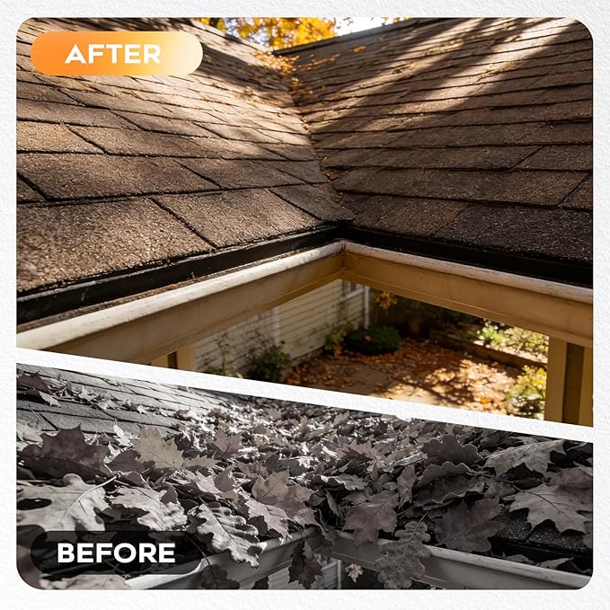 13ft Gutter Cleaning Tools from Ground, No Ladder Needed, 3-in-1 Gutter Cleaner Pole with Replaceable Brush Shovel Scraper, 180° Adjustable Angle for Leaves & Debris Cleaning with Grip Tapes