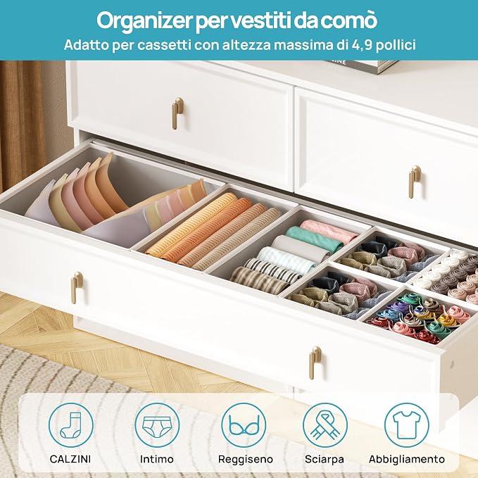 Vtopmart 12 Pack Baby Clothes Organizer, Dresser Drawer Organizer for Baby Clothing, Foldable Fabric Closet Drawer Storage Bins, Dresser Dividers for Bra, Socks, Ties, Scarf
