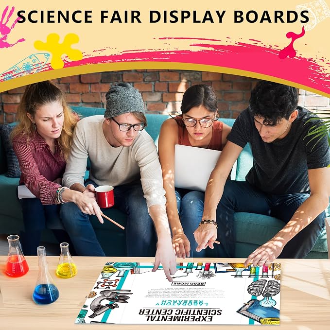 HAUTOCO 3 Pcs Small Trifold Poster Board 21'' x 14'' Project Boards | Corrugated Tri Fold Presentation Boards for Science Fair, School Projects, Event Displays & Business Presentations, White