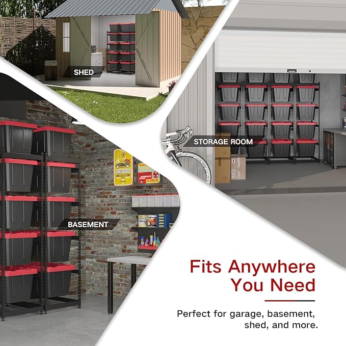 FERO 27 Gallon Storage Bin Rack Organizer, Heavy-Duty Tote Storage Rack, 5-Tier Standing Storage Bin Shelves, Maximize Space for Garage/Storage/Warehouse, 250 lb Total Capacity, 1(Bins Not Included)