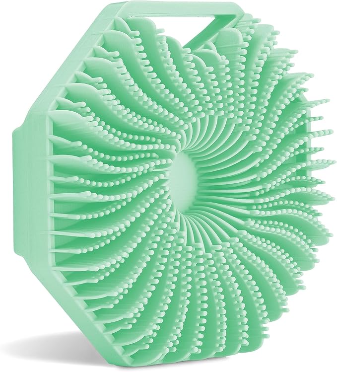 Sud Scrub® Antimicrobial Silicone Body Scrubber, Exfoliating Body Brush for Sensitive Skin, Antibacterial Shower Scrubber for Body, Bathroom Essentials for Men & Women, Mint
